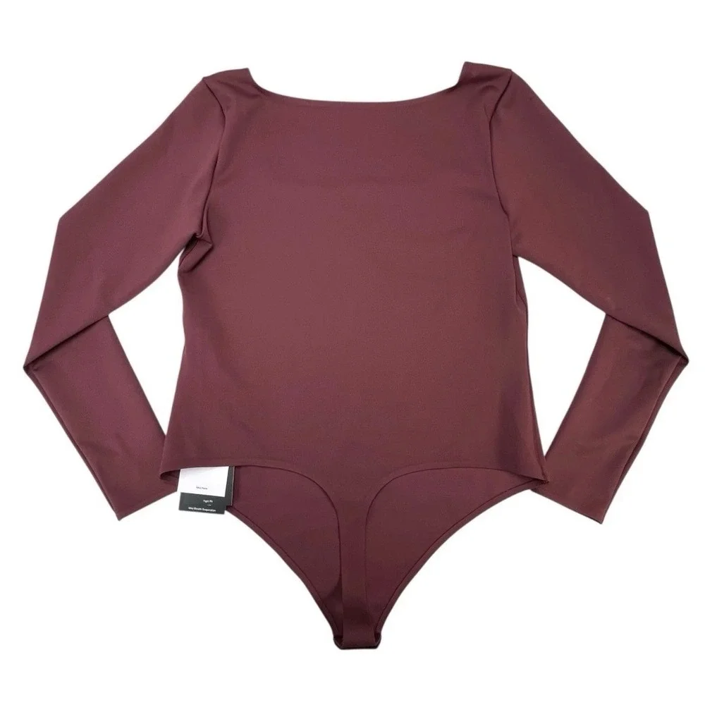 Nike Form Zenvy Long Sleeve Bodysuit Burgundy HQ8296-652 XS Yoga Workout shirt